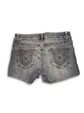 Y2K Seductions Embroidered Low Rise Booty Jean Shorts